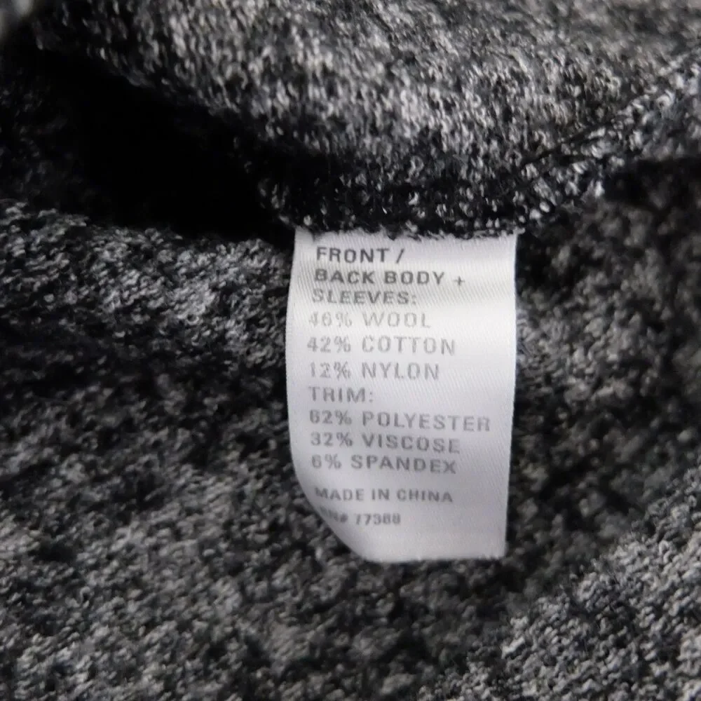 Madewell Black/Gray Wool Blend Back Zip Sweater Size XS